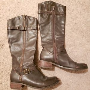 Brown leather boots